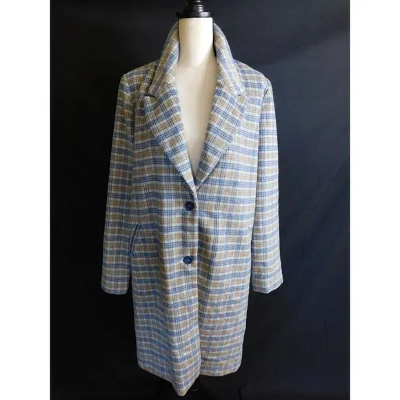Cotton On 2 Button Plaid Long Coat NWT Size 12 - Picture 5 of 14